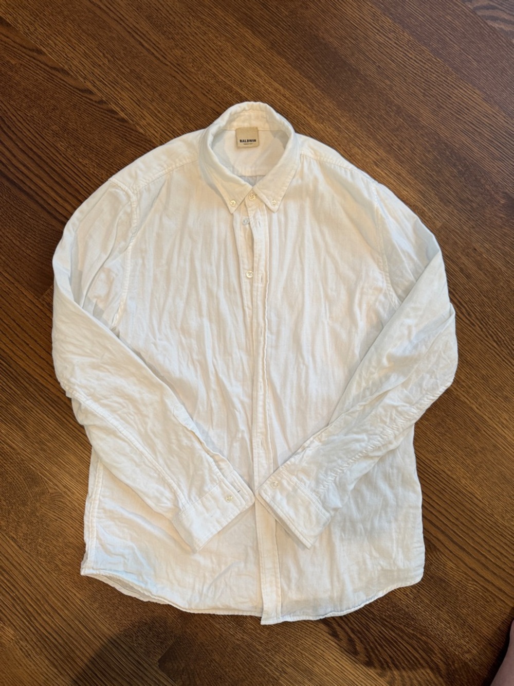 Baldwin Men's White Button-Down Cotton Shirt
